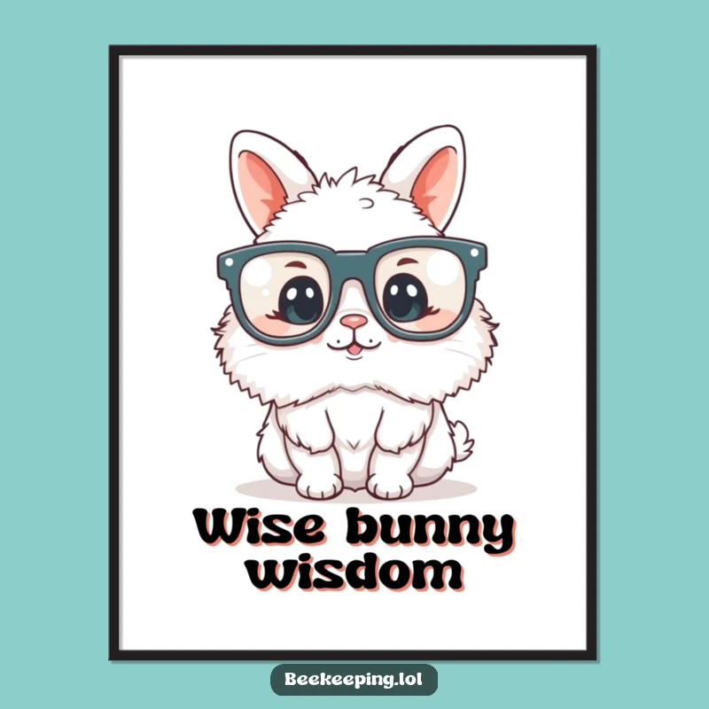 Funny Bunny Bookworm Digital Art - Fluffy Reader with Glasses Downloadable Print