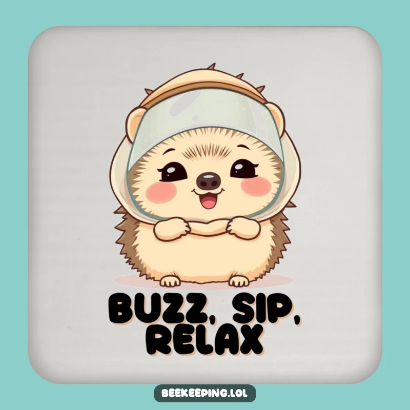 Funny Hedgehog Beekeeper Coaster Set - Giggling Spiky Friend, Protect Surfaces with Humor