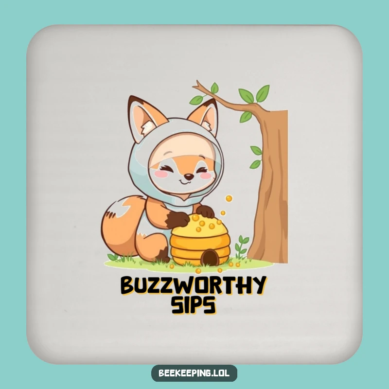 Funny Fox Beekeeper Coaster Set - Protect Surfaces, Perfect Funny Gift