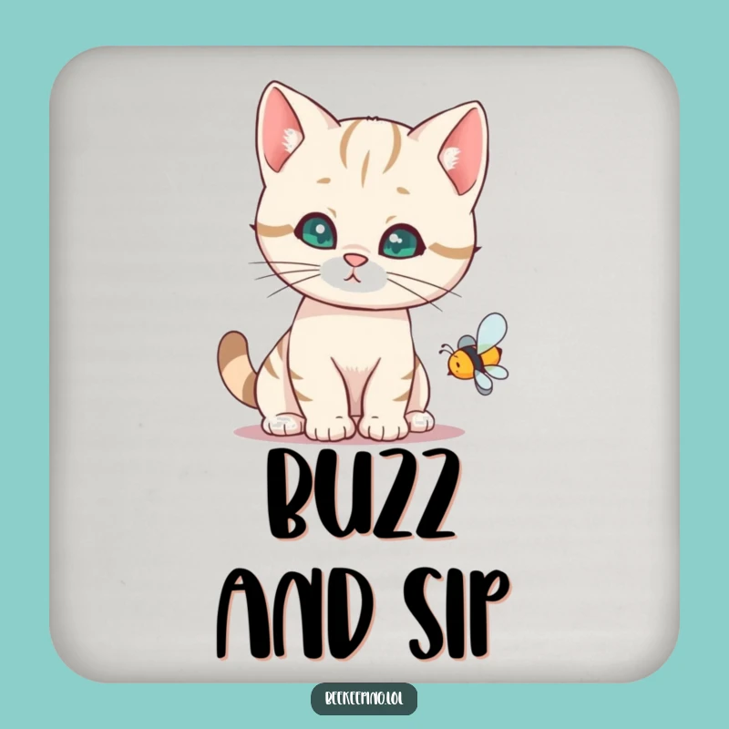 Funny Cat Bee Coaster - Humorous Drink Accessory, Quirky Pet Gift