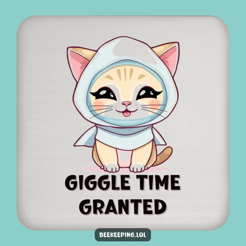 Funny Cat Beekeeper Coaster: Protect Surfaces with a Giggling Cat Gift!