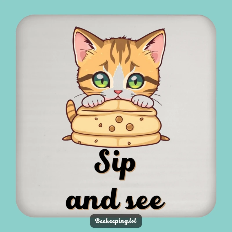 Funny Curious Cat Coasters - Protect Surfaces with Feline Focus and Charm