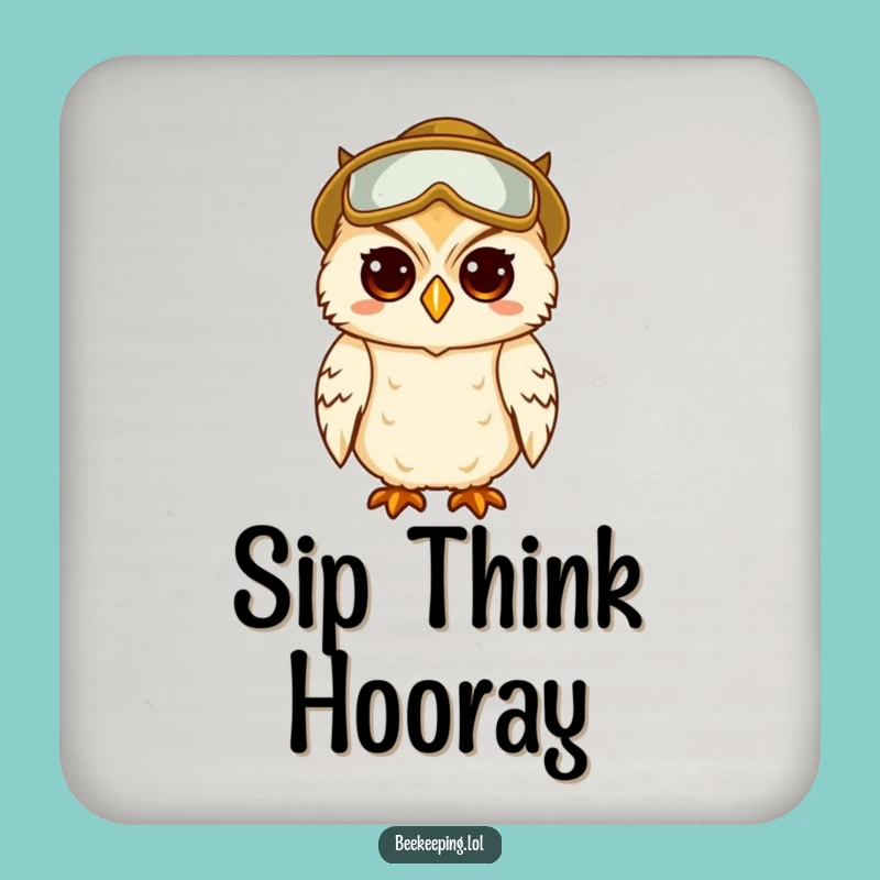 Funny Drink Coaster: Wise Owl Beekeeper - Smart Surface Protection Gift
