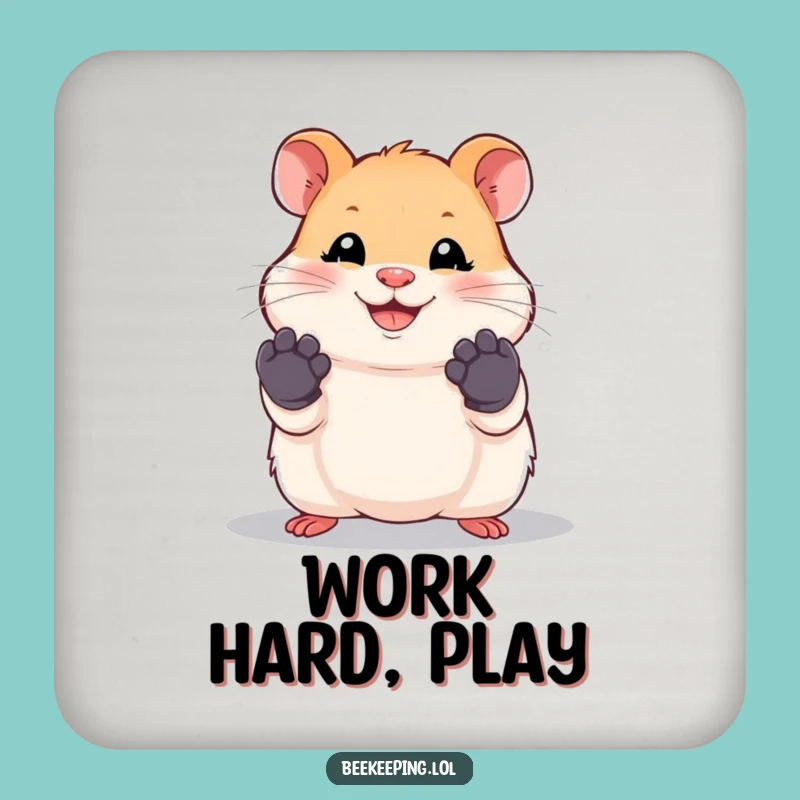Funny Hamster Work Coaster - Humorous Drink Accessory, Cute Gift