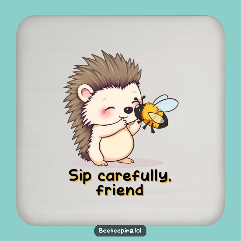 Funny Hedgehog Bee Brush Coasters: Protect Surfaces with Gentleness - Gift!