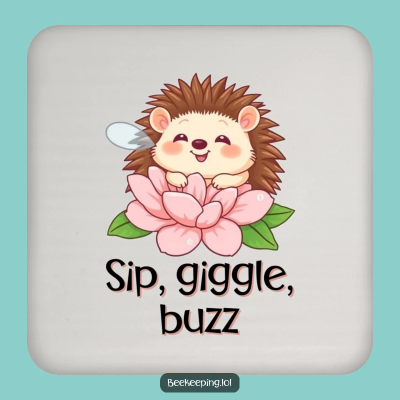 Funny Hedgehog Flower Coaster Set: Giggling Garden Protection, Buzzing Humor