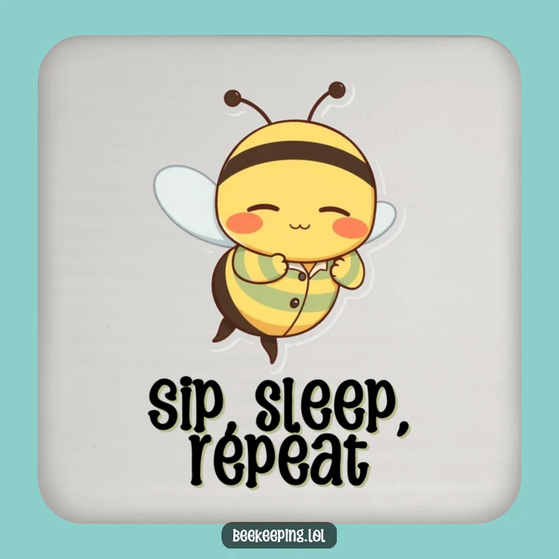 Funny Sleepy Bee Coaster: Pajama Bee Table Protector for Humorous Homes