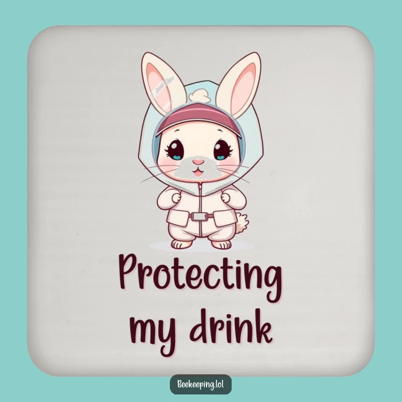 Funny Rabbit Bee Suit Coaster: Protect Surfaces, Save Bees