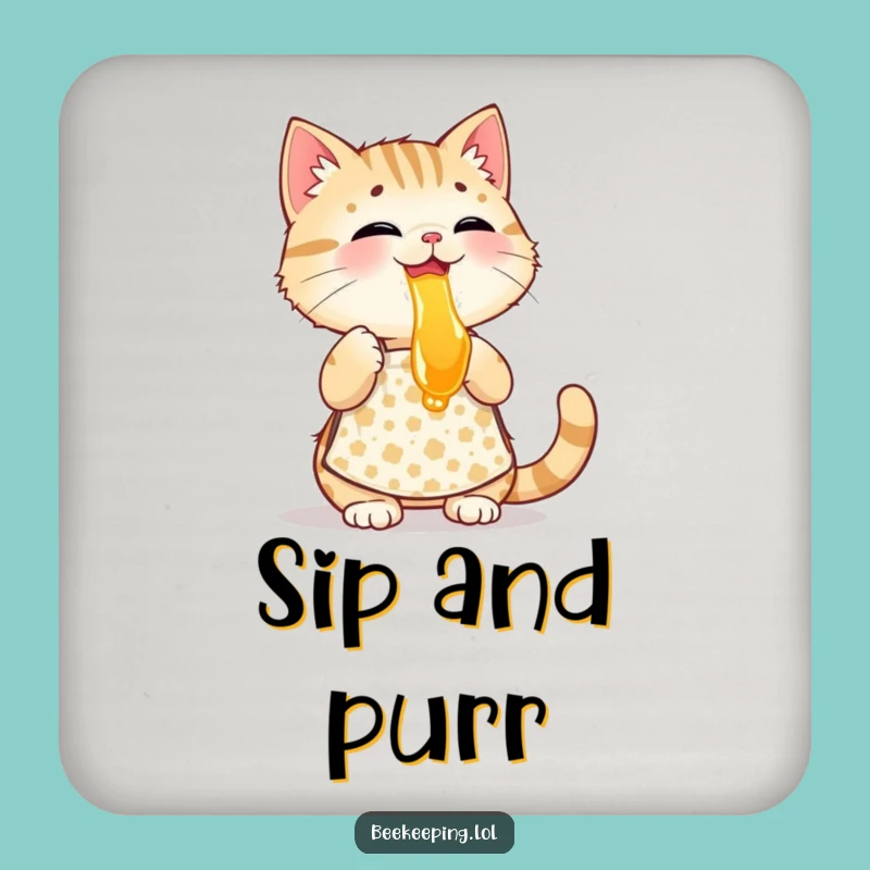 Funny Cat Beekeeper Coaster - Playful Apron Honey Drink Set, Perfect Humorous Gift