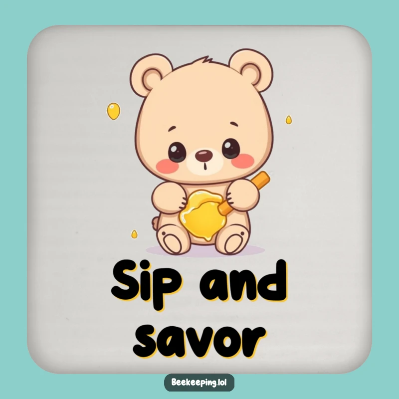 Funny Bear Honey Coaster - Humorous Drink Accessory, Nature Gift
