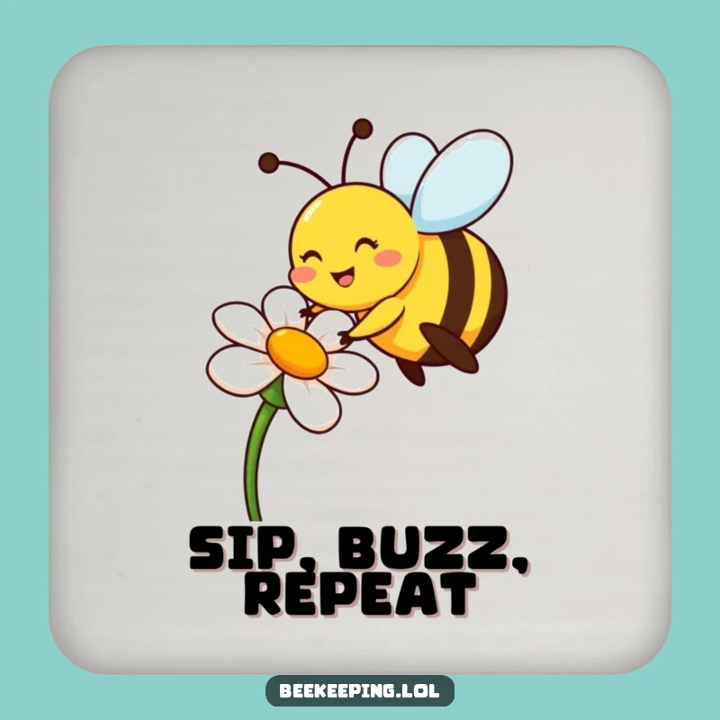Funny Bee Flower Coaster - Protect Surfaces with Cheerful Art!