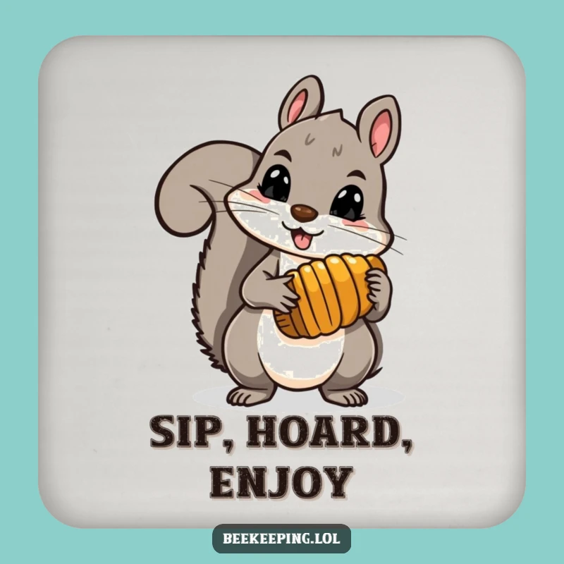 Funny Squirrel Honey Comb Coaster Set - Brave Nut Gatherer, Protect Surfaces