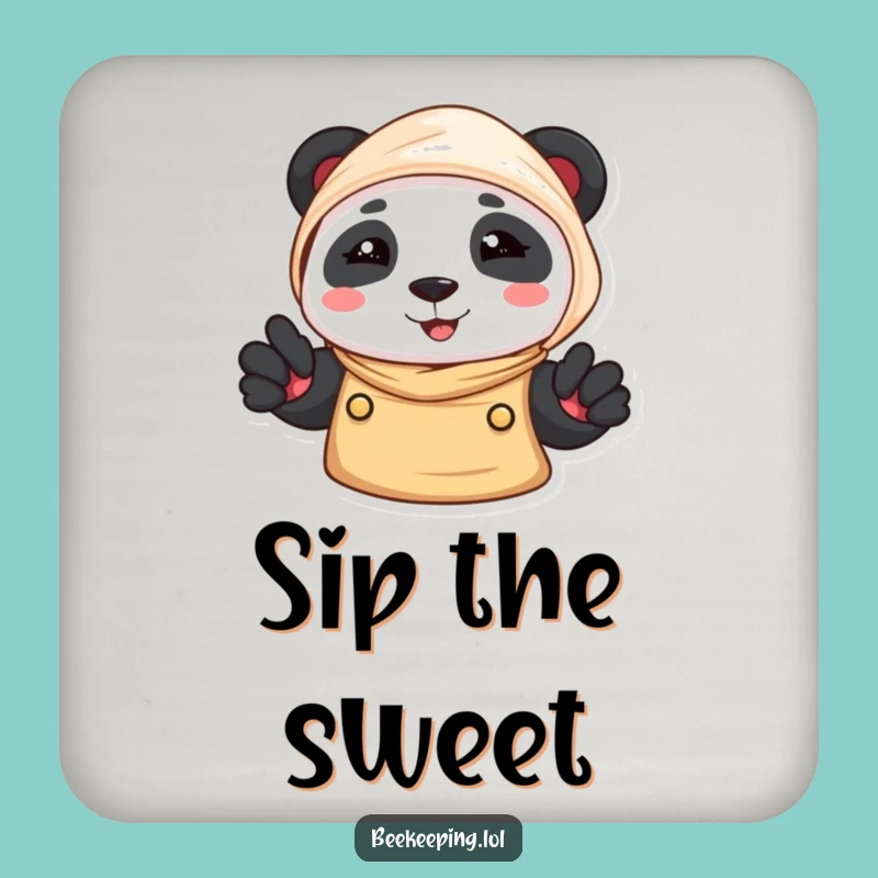 Funny Panda Beekeeper Coaster: Cute Bear Drink Protector for Tables