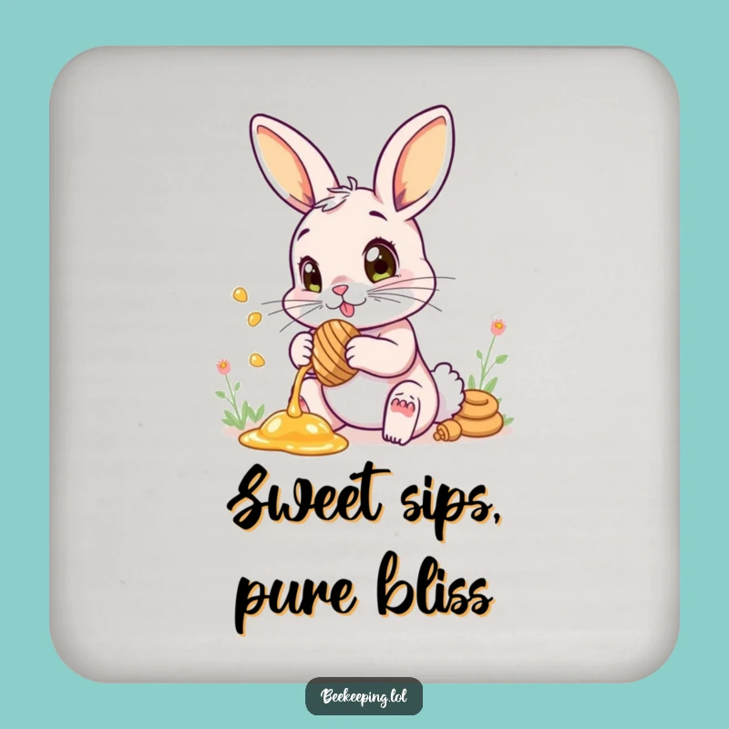 Funny Drink Coaster: Bunny Honey Wonder - Cute Surface Protection Gift