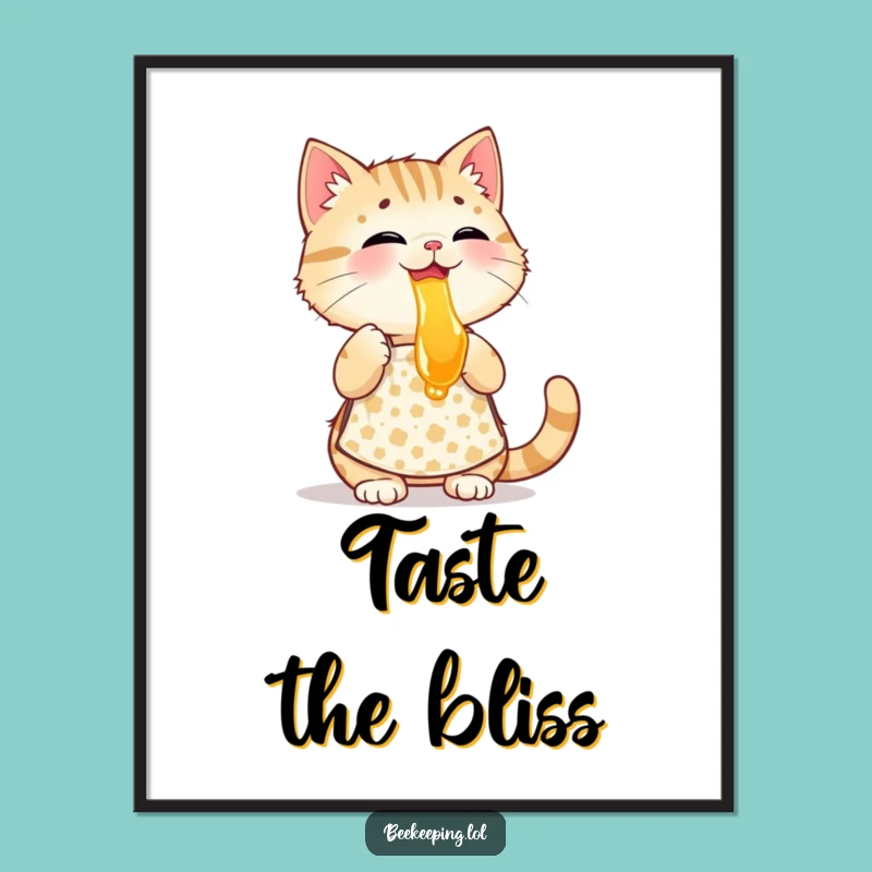 Funny Cat Beekeeper Poster - Playful Apron Honey Art, Perfect Humorous Gift for Cat Lovers