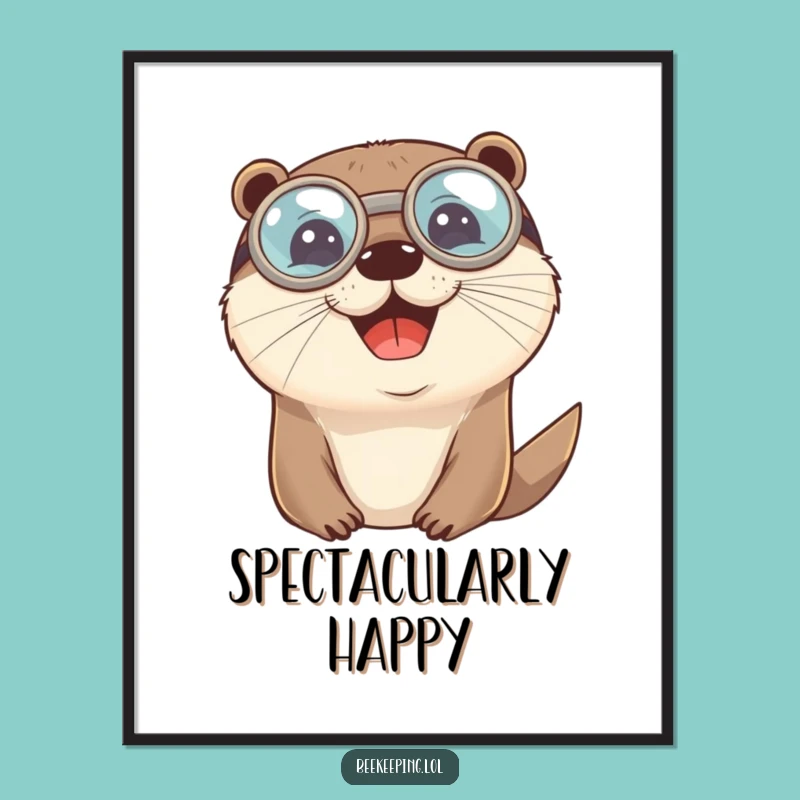 Funny Otter Goggles Poster: Cheerful Aquatic Art, Hilarious Wall Decor, Unique Gift