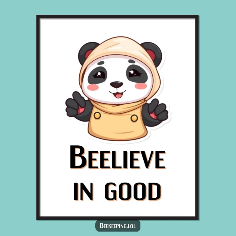 Funny Panda Beekeeper Poster: Adorable Wall Art for Animal Lovers