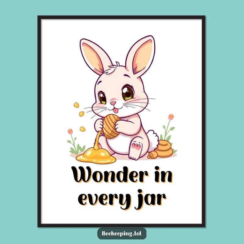 Funny Poster: Bunny Honey Wonder - Cute Wall Art Gift