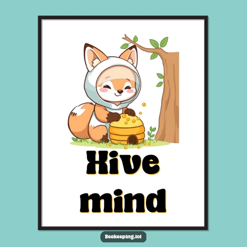 Funny Fox Beekeeper Poster - Adorable Wall Art, Perfect Funny Gift