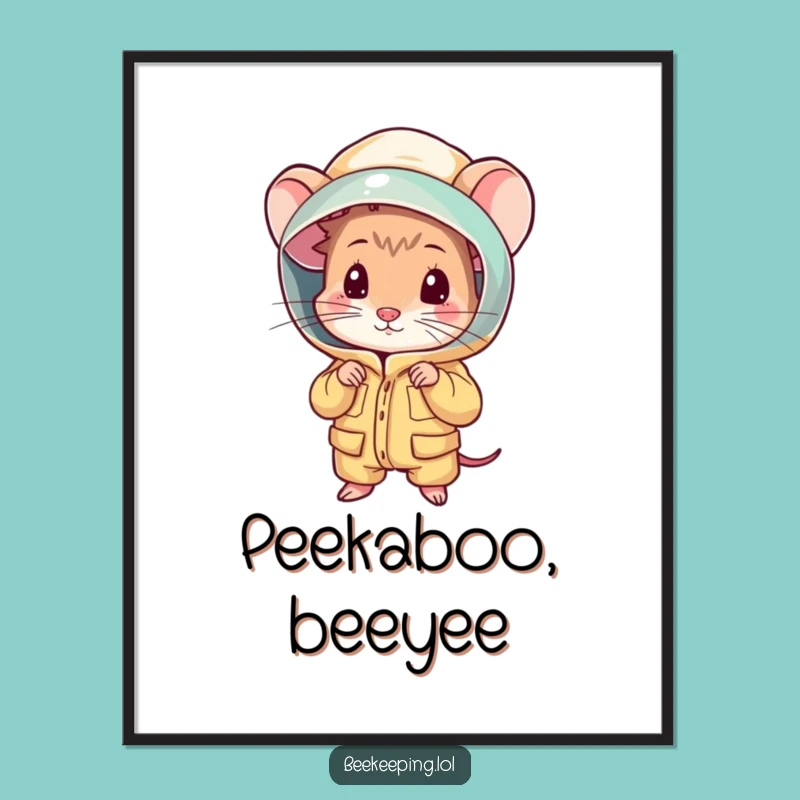 Funny Mouse Beekeeping Poster: Adorable Shy Rodent Art, Hilarious Wall Decor, Gift Idea