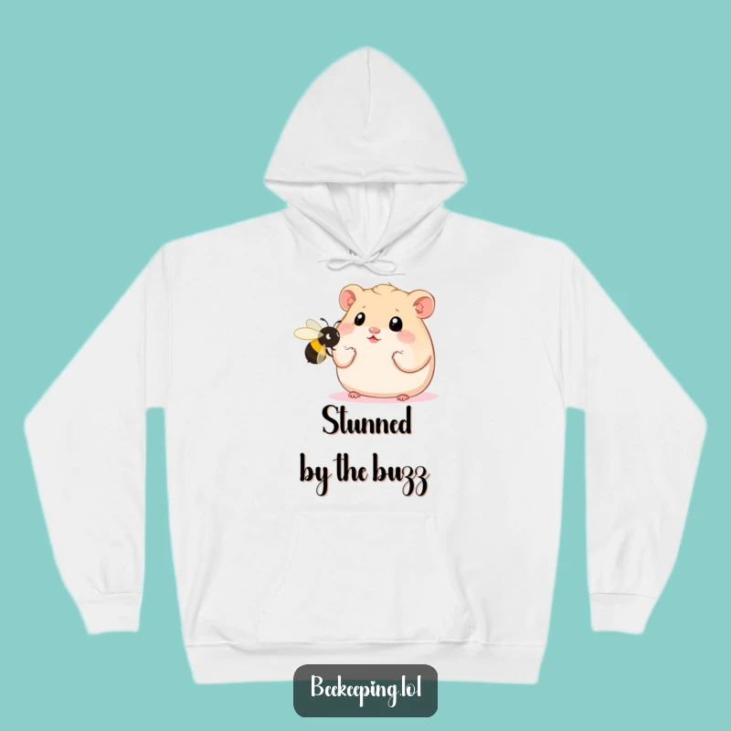Cozy Funny Hamster Hoodie: Warmth Meets Wide-Eyed Bee Encounters