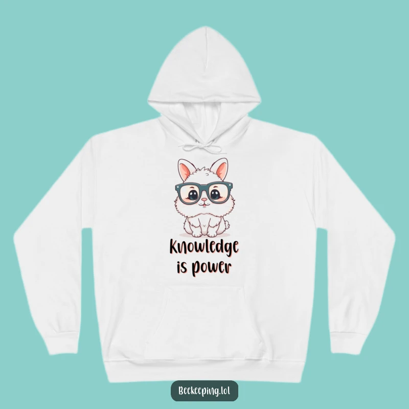 Funny Bunny Bookworm Hoodie - Cozy Fluffy Reader with Glasses, Perfect Funny Gift
