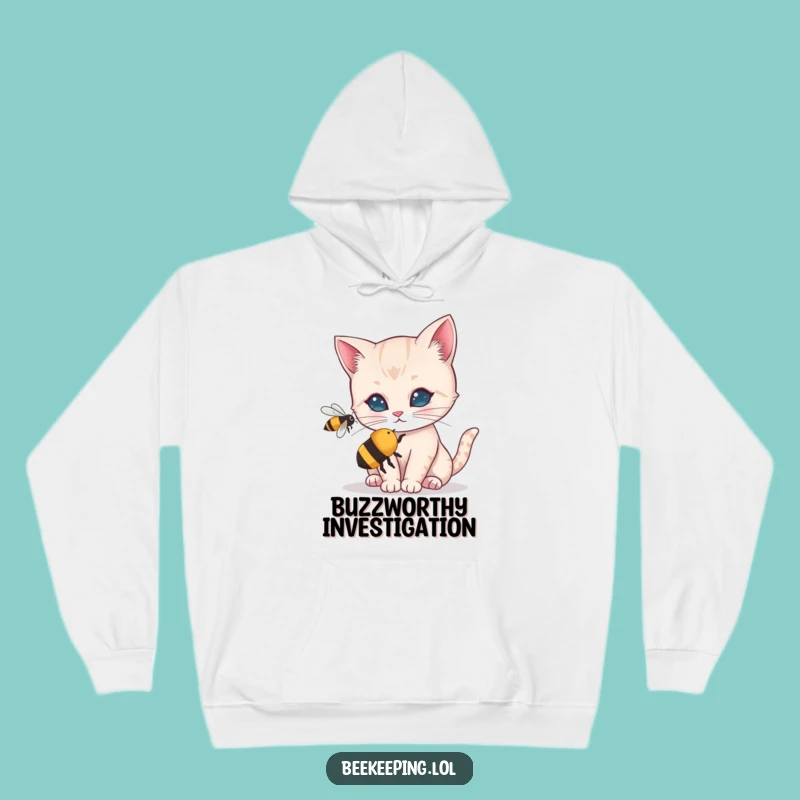 Funny Curious Cat Hoodie - Cozy Bee Watching Sweatshirt - Great Gift