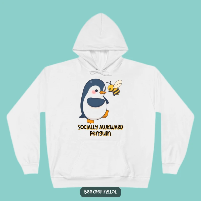 Cozy Funny Penguin Hoodie: Shy Near Bee, Warm & Hilarious Gift