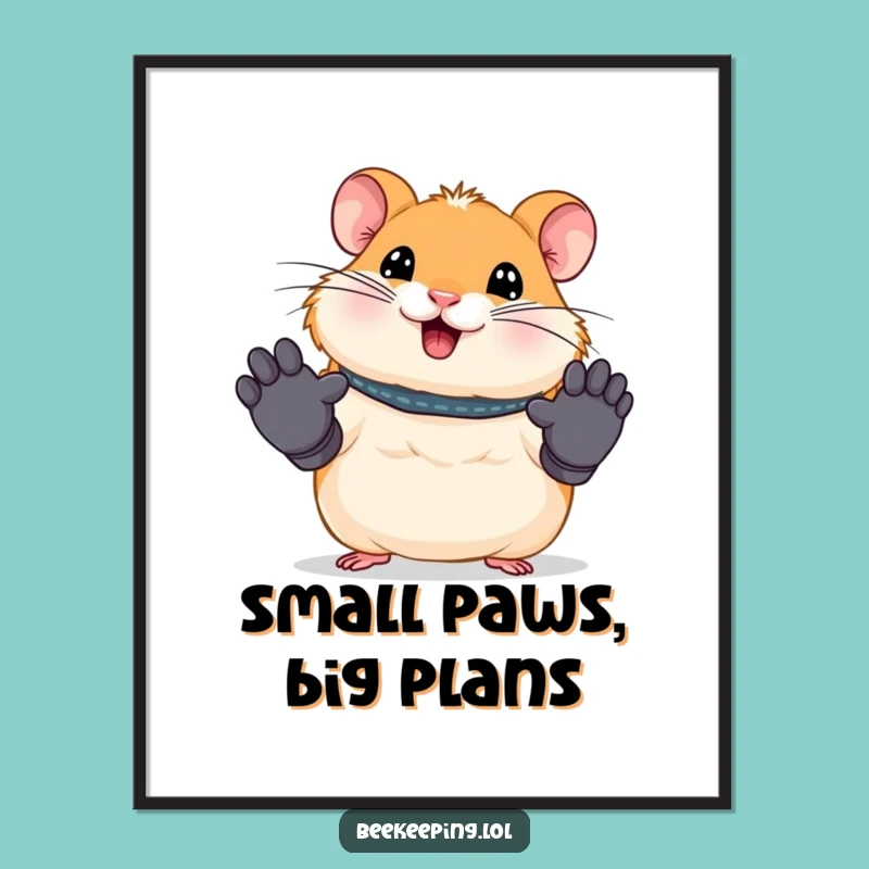 Free Printable Funny Hamster Wall Art: Working Hamster Humorous Downloadable Decor