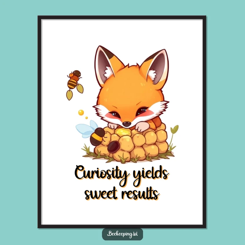 Free Printable Wall Art: Curious Fox Beehive Funny Downloadable Decor