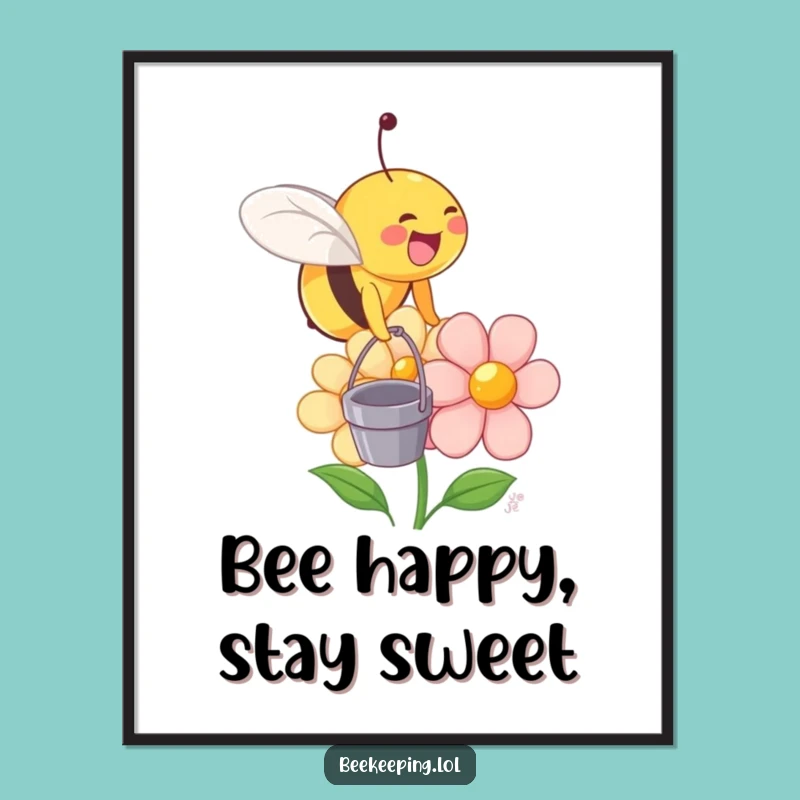 Free Printable Wall Art: Funny Bee & Flower Art, Humorous Downloadable Decor