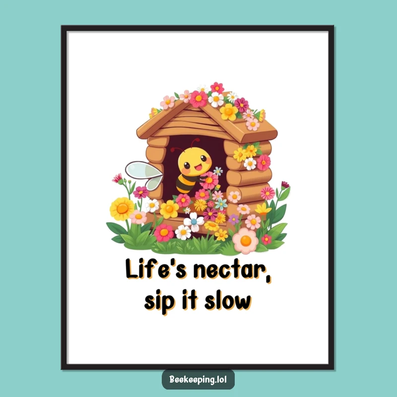 Free Printable Wall Art: Funny Busy Bee Flower Hive Downloadable Decor