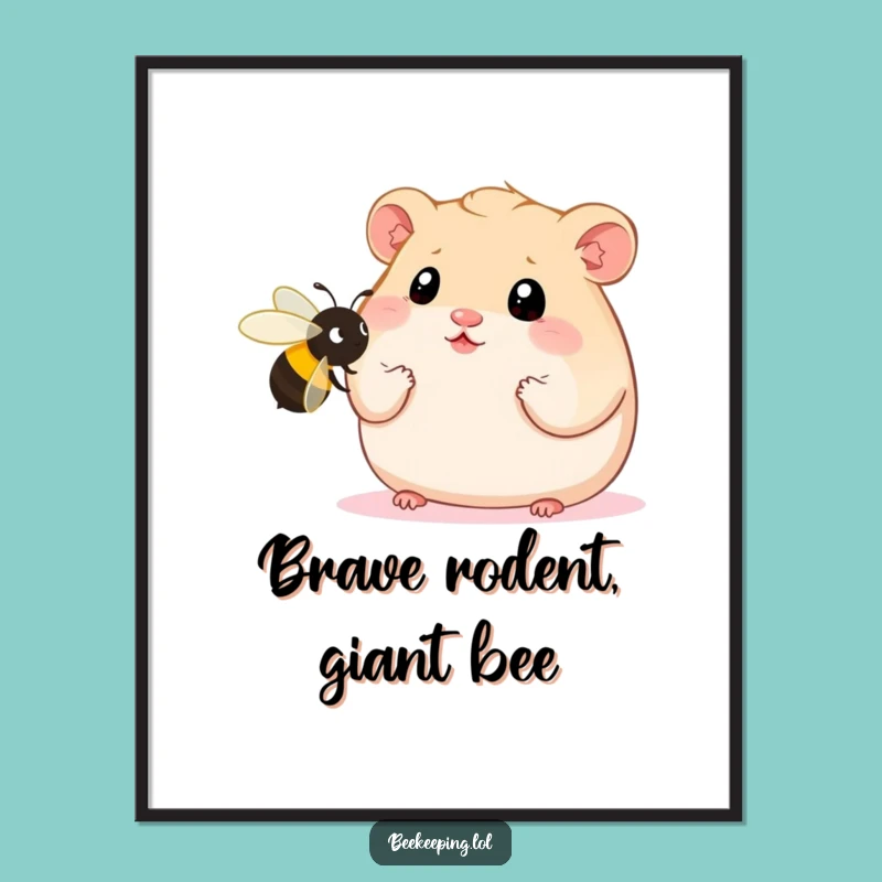 Funny Free Printable Wall Art: Hamster vs. Giant Bee - Quirky Downloadable Decor!
