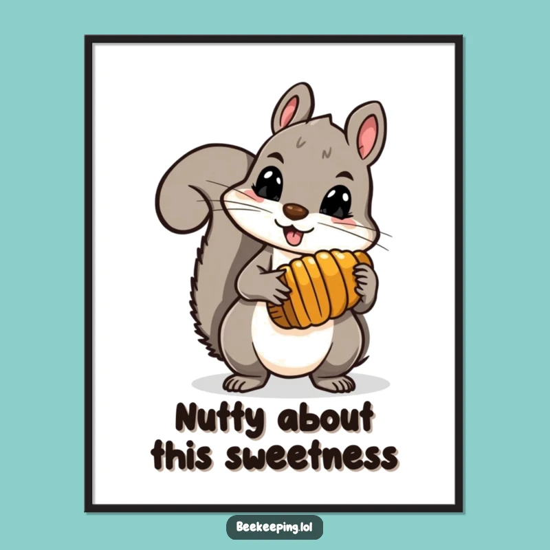 Funny Free Printable Wall Art: Squirrel Honey Comb Cute Art, Downloadable Decor
