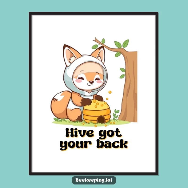 Funny Free Printable Wall Art: Whimsical Fox Beekeeper, Downloadable Home Decor!