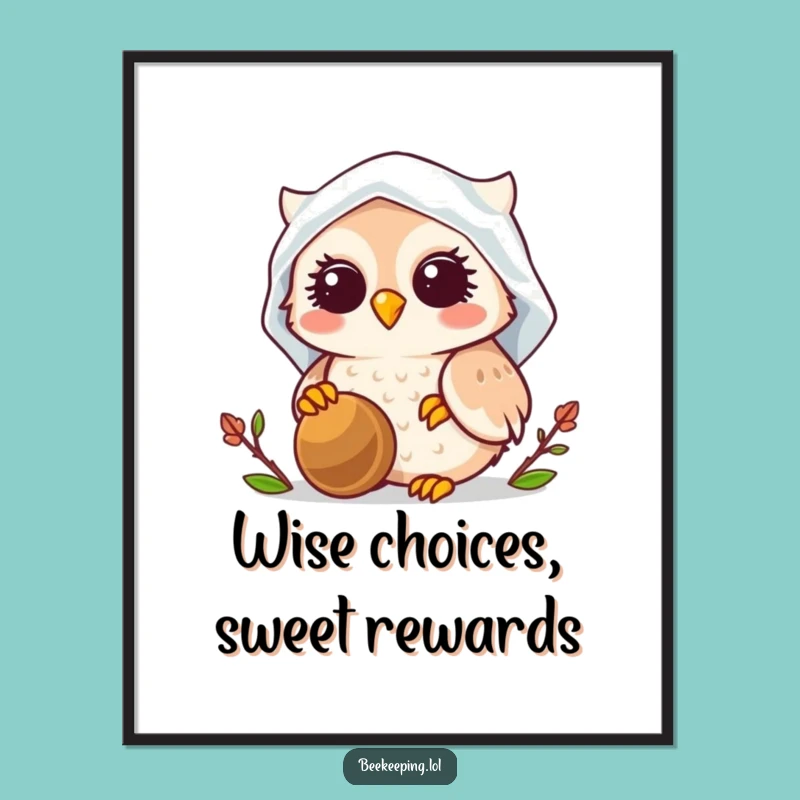 Funny Free Printable Wall Art: Whimsical Owl Beekeeper Hive Decor Download!