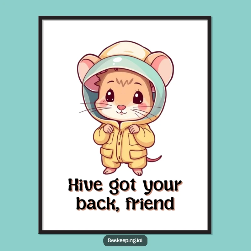 Funny Free Printable Wall Art: Shy Mouse Beekeeper Decor - Downloadable Art