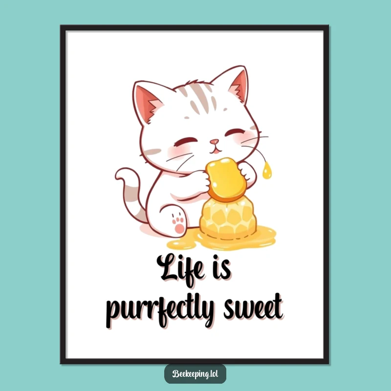 Free Printable Wall Art: Funny Cat Honey Art, Humorous Downloadable Decor