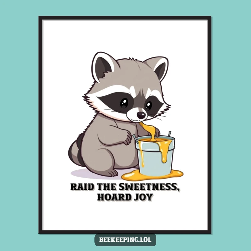 Funny Free Printable Wall Art: Resourceful Raccoon Honey Decor Download!
