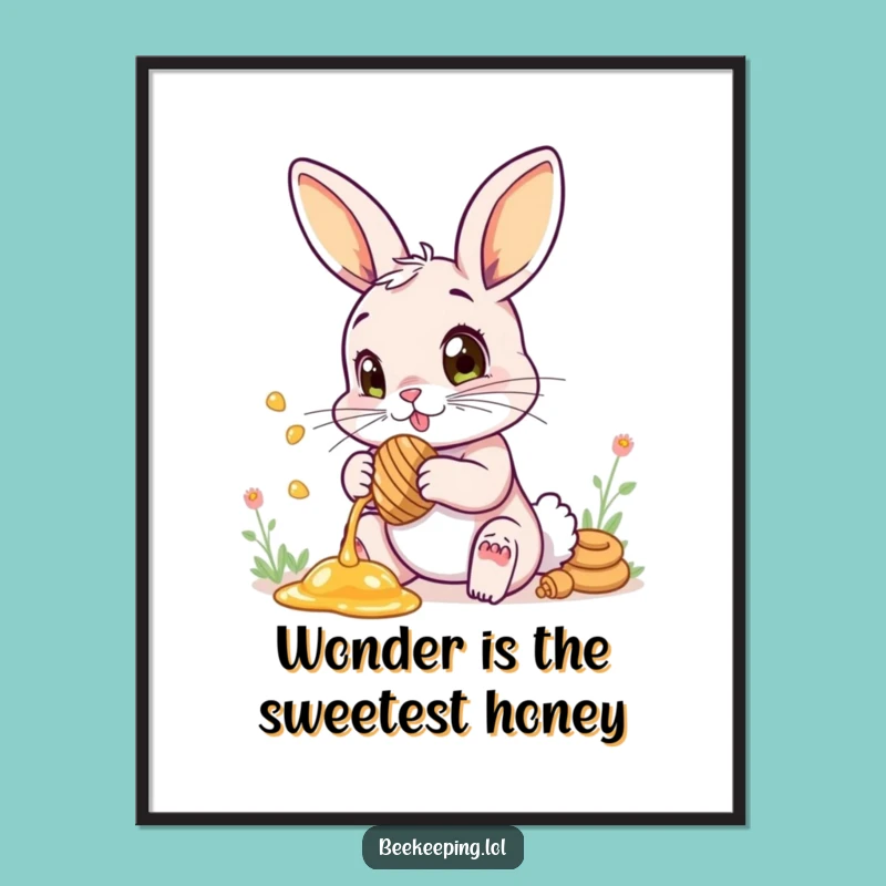 Free Printable Wall Art: Bunny Honey Wonder Funny Downloadable Decor