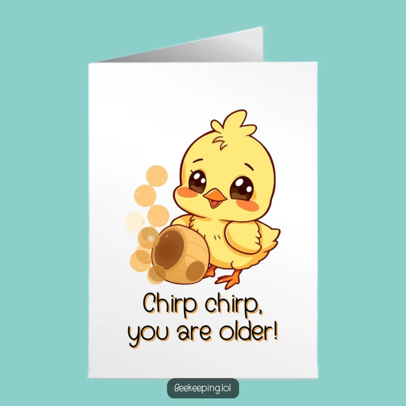 Free Printable Chick Birthday Card: Funny Honeycomb Downloadable Gift for Joyful Birthdays