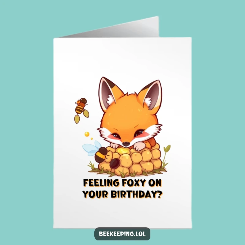 Free Printable Birthday Card: Curious Fox Beehive Downloadable Gift
