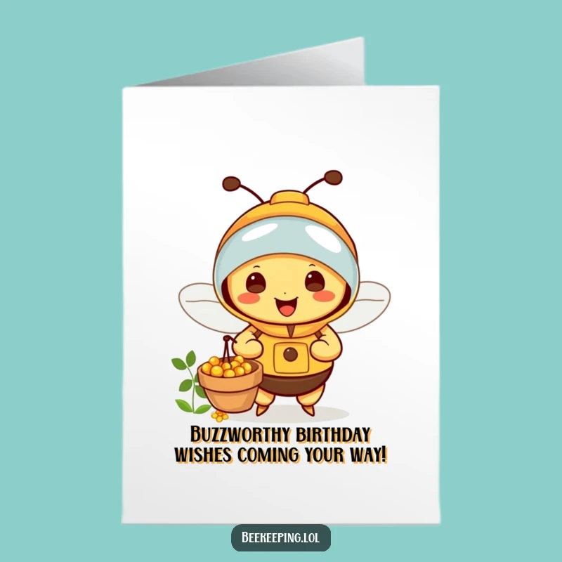 Free Printable Bee Beekeeper Birthday Card: Funny Honeycomb Downloadable Gift
