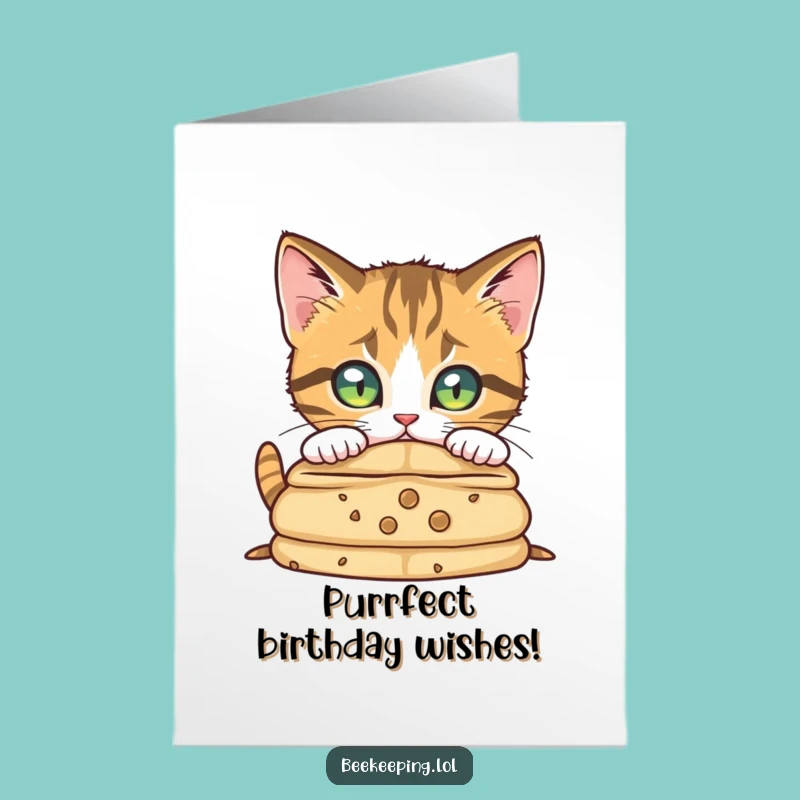 Free Printable Birthday Card: Curious Cat Beekeeper, Hive Discovery Downloadable Gift