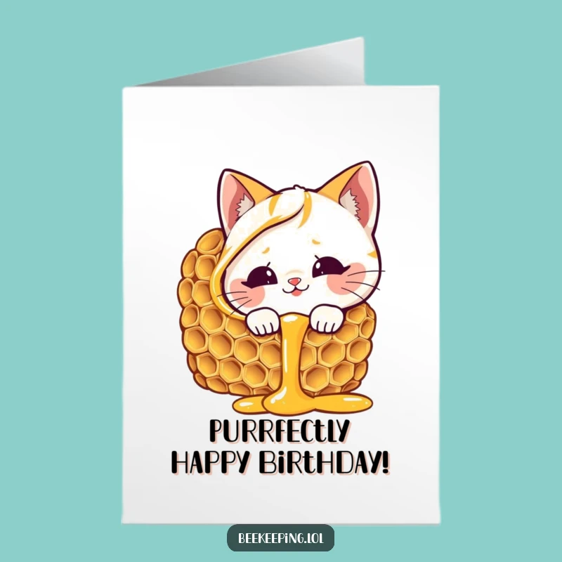 Free Printable Birthday Card: Funny Cat Honeycomb Surprise, Downloadable Laughs!