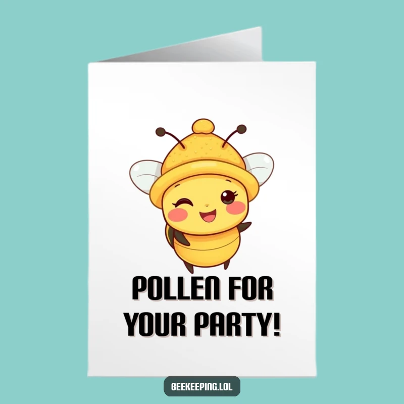 Free Printable Birthday Card: Happy Pollen Bee, Funny Downloadable Greeting for Kids