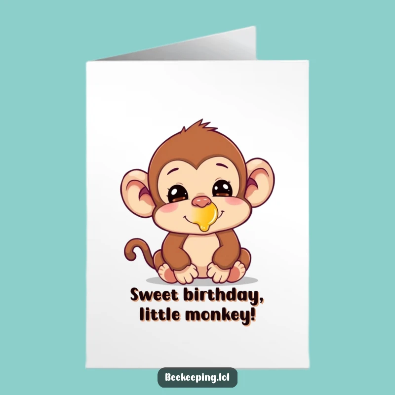 Free Printable Birthday Card: Silly Monkey Honey Fail - Funny Downloadable Gift