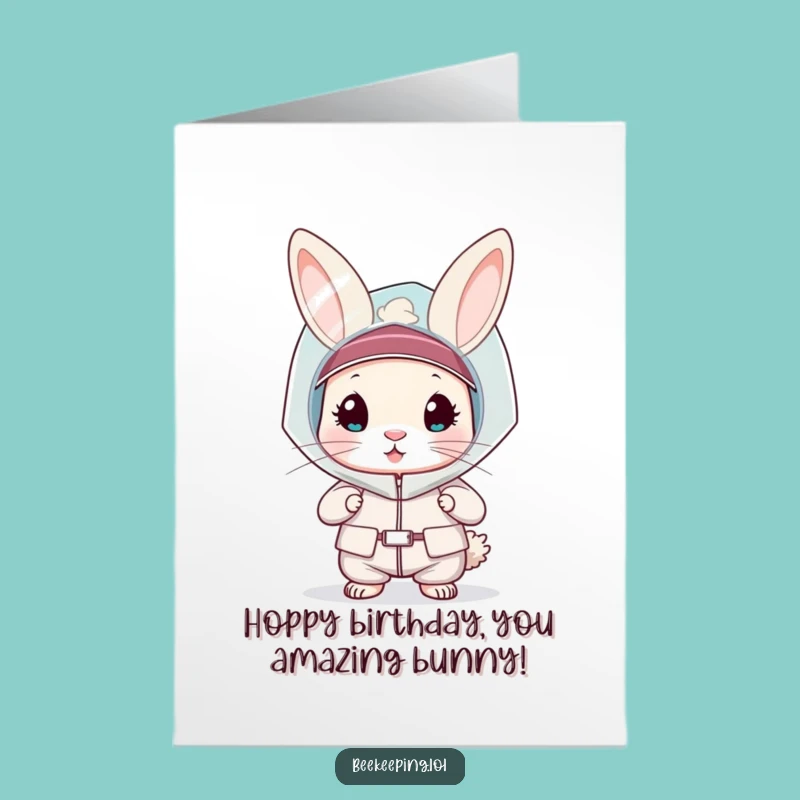 Free Printable Rabbit Birthday Card: Bee Suit Fun, Humorous Downloadable Gift!