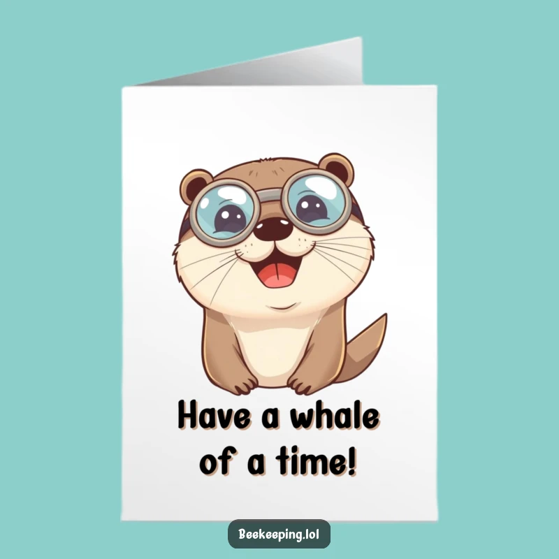 Free Printable Birthday Card: Cheerful Otter Scientist - Funny Downloadable Gift