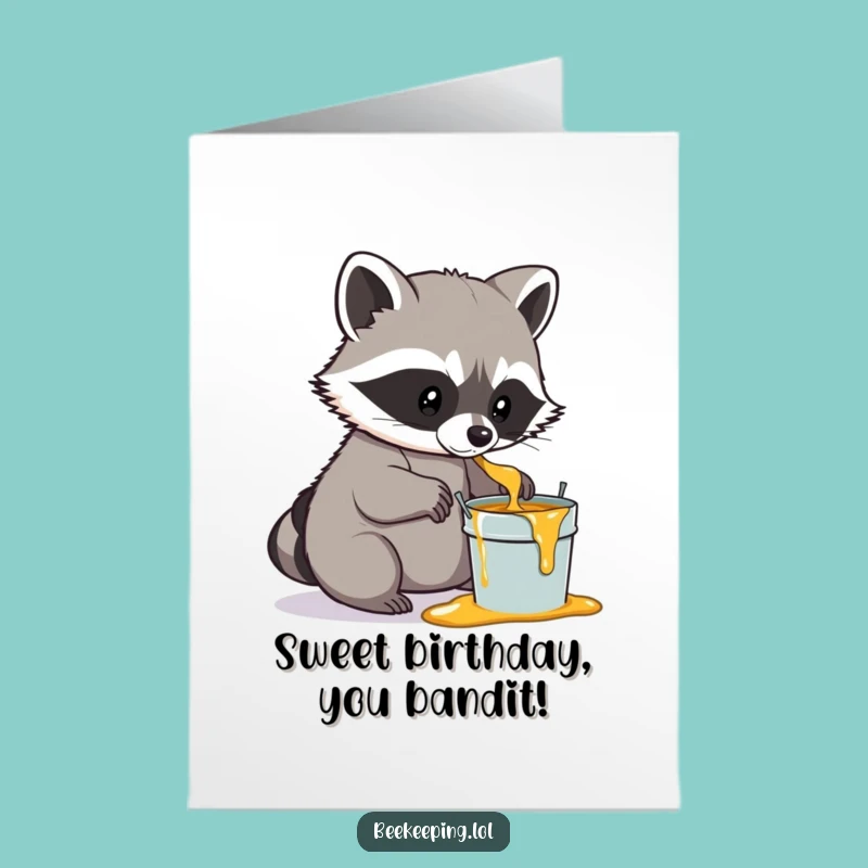 Free Printable Birthday Card: Raccoon Scoops Sweet Birthday Honey!